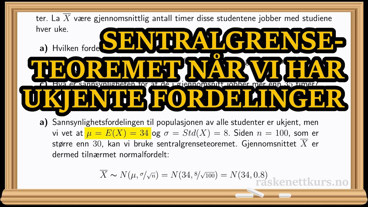 Eksempel: Sentralgrenseteoremet n&aring;r vi har ukjente fordelinger