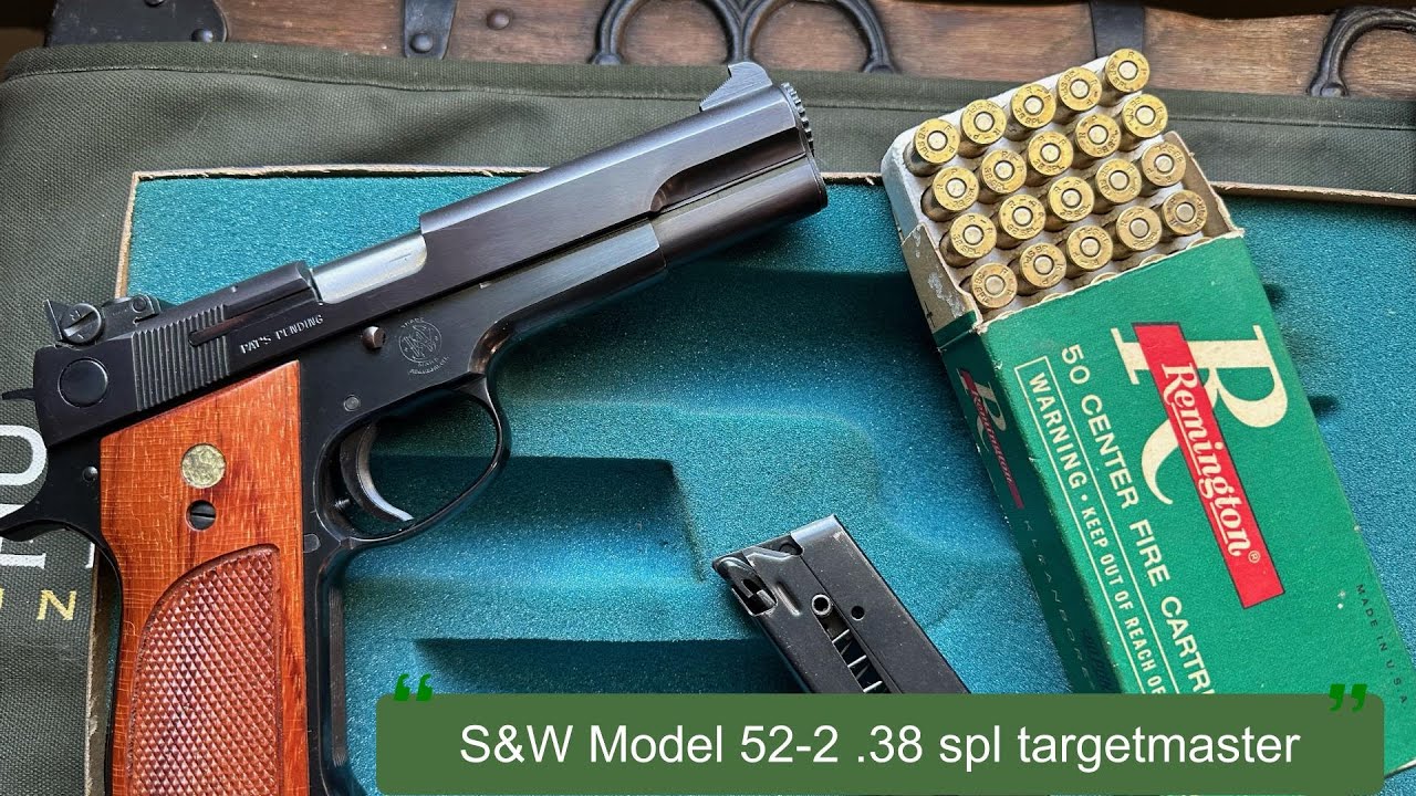 S&W model 52-2 Target Master.  Shooting 38 special wadcutter revolver loads in a semi-auto pistol.