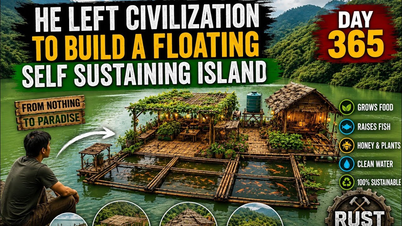 He Built a Self-Sustaining Floating Island Alone | 365 Days of Survival