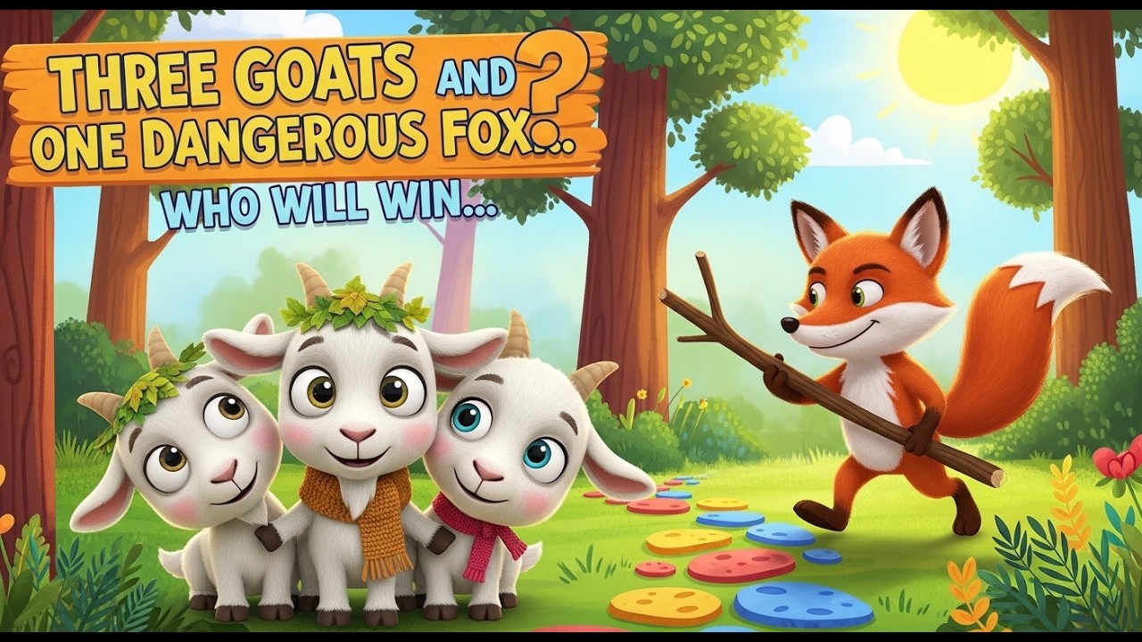 Three Goats and One Dangerous Fox 🐐🦊 | Who Will Win? | Kids Moral Story