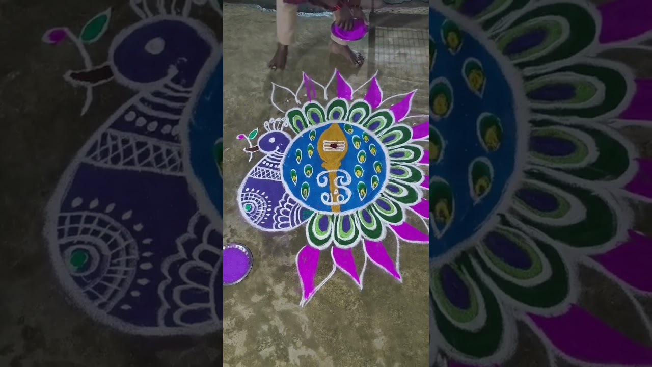 God murugan rangoli kolam/Beautiful Colorful Kolam Design |Traditional Rangoli Art