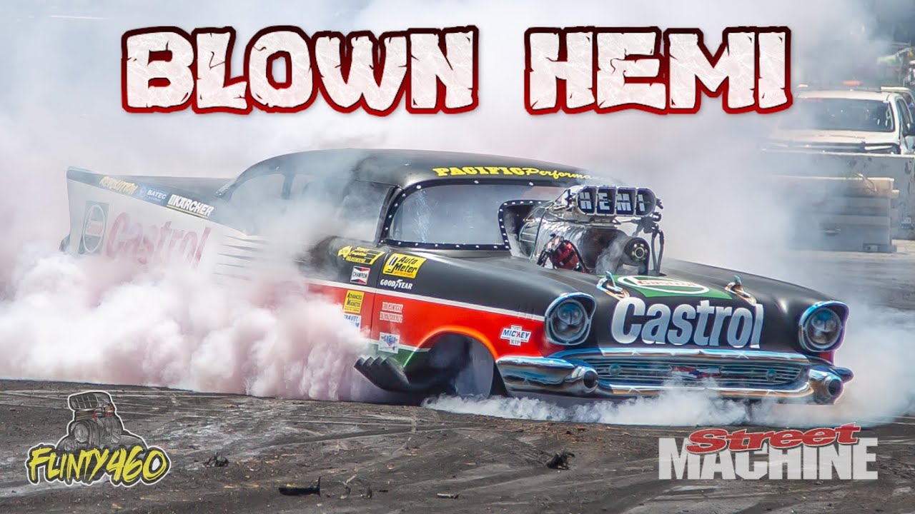 BLOWN HEMI POWERED 57 CHEV BURNOUT AT SUMMERNATS 36