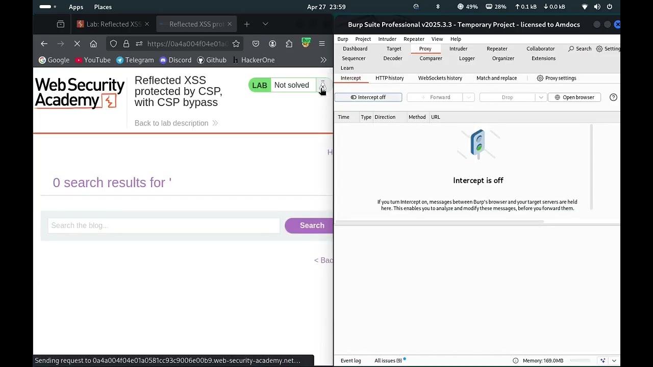 Reflected XSS protected by CSP, with CSP bypass | Web Security Academy | Port Swigger Labs