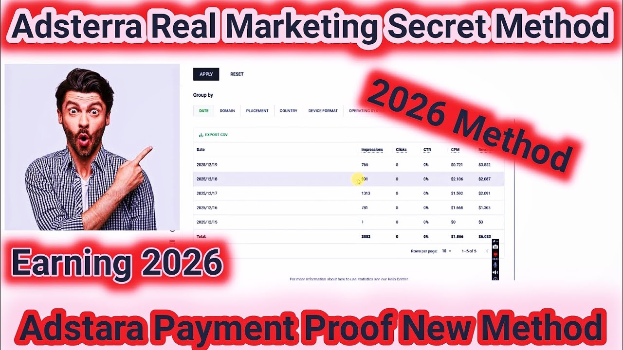 Adsterra New Update Method 2026 || Adstera Marketing Adstara Payment Proof Earning 