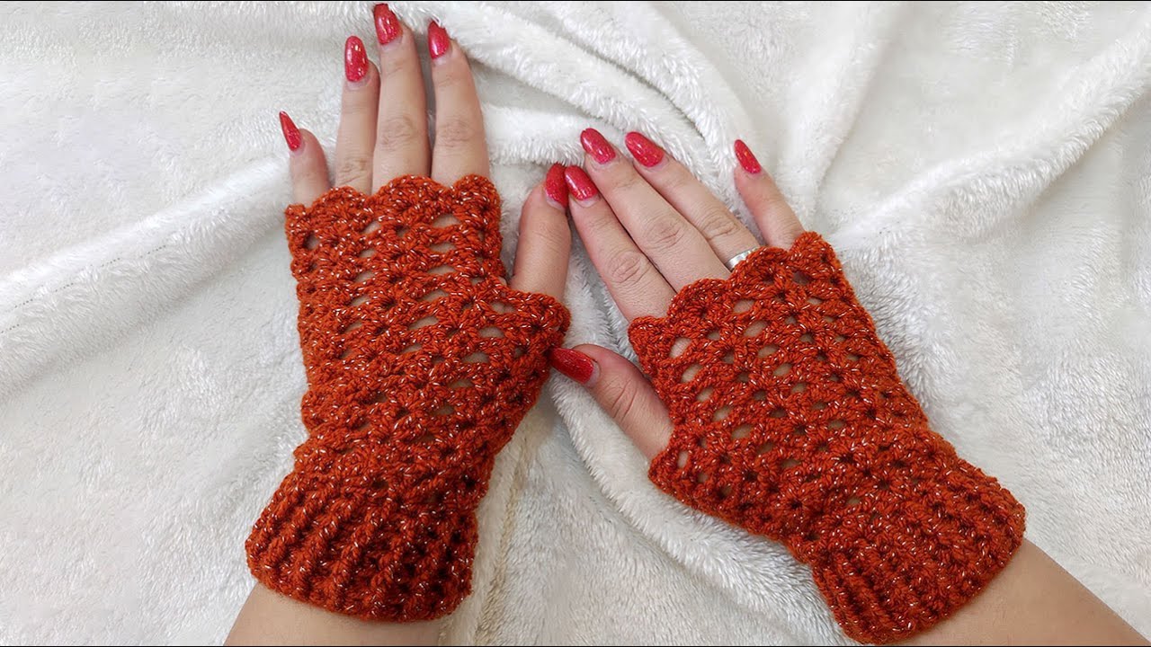 Crochet Fingerless Gloves  -  آموزش بافت دستکش بدون انگشت