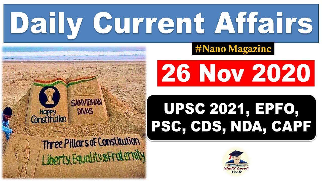 Daily Current Affairs 26 November 2020 | The Hindu | PIB News | Nano Magazine by Veer | UPSC, EPFO