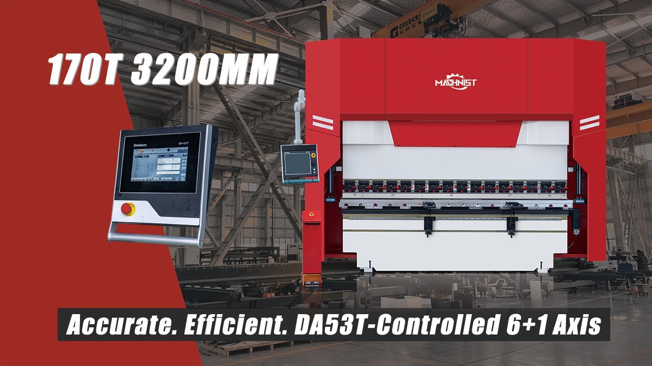 Machnist CNC Electro-Hydraulic Press Brake 170T3200 with Delem DA69T Controller, 6+1 Axis