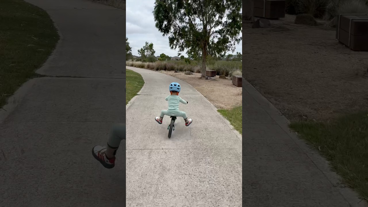 This 2 year old toddler defies gravity on balance bike