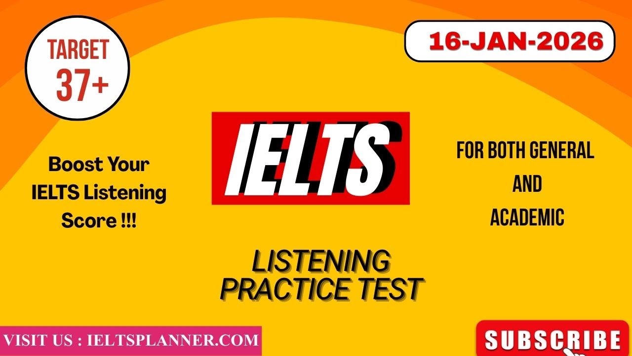 IELTS Listening Practice Test | 18-Jan-2026 | ieltsplanner.com | #ielts2025 | #ieltsexam