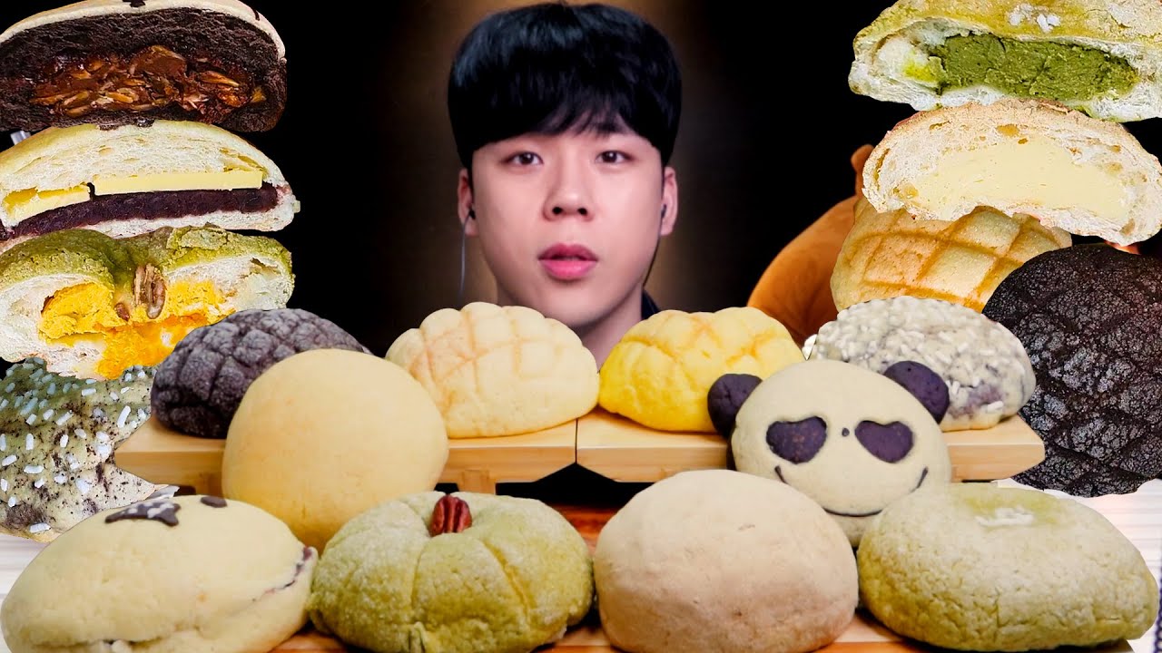 ASMR 메론빵이 종류가 이렇게 많다고? 각종 메론빵 먹방 디저트 리얼사운드メロンパンMelon bread MUKBANG DESSERT