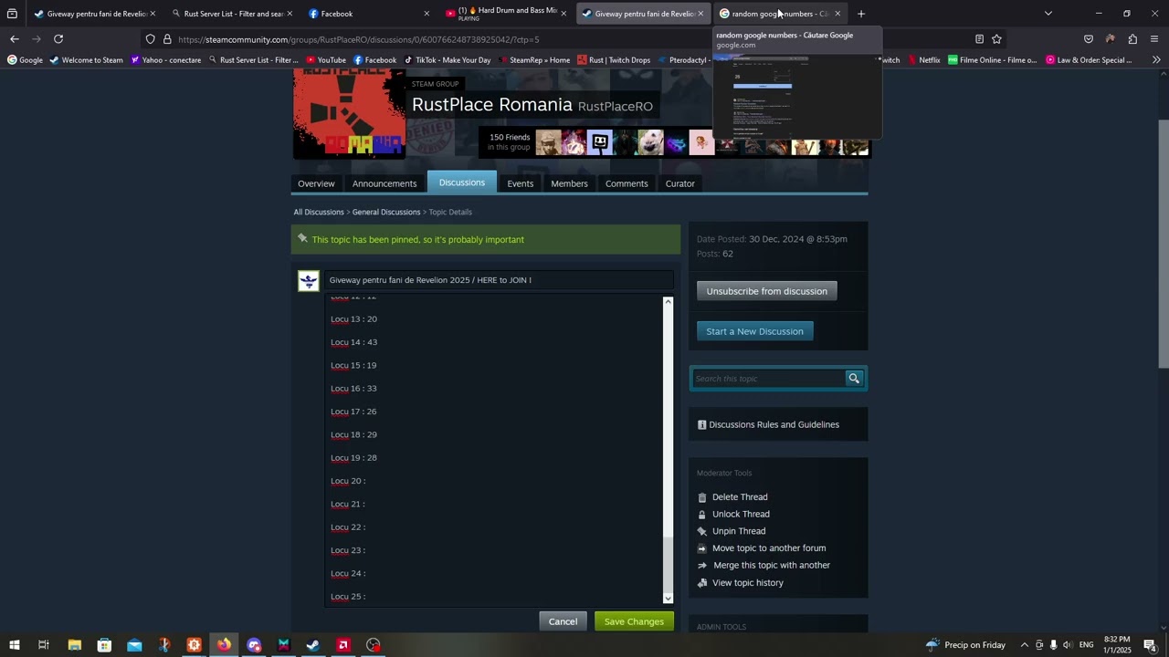 Castigatori Giveway de Revelion 2025 pe RustPlace !