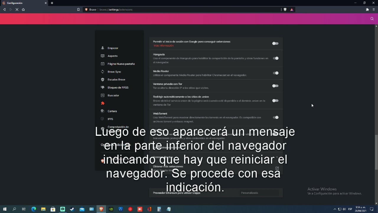 Activar transmisi&oacute;n de  pantalla de PC a TV mediante CHROMECAST desde el navegador  BRAVE  - 2023