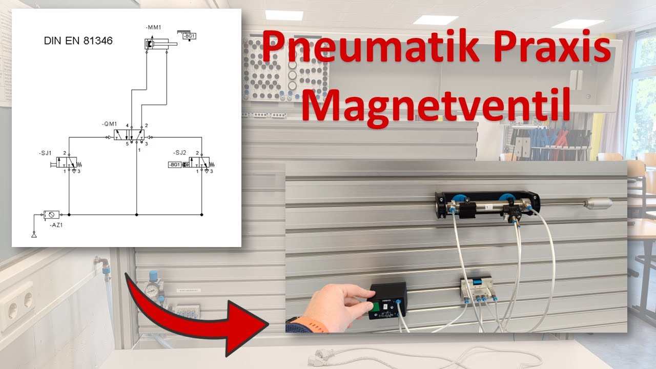 Grundlagen Pneumatik | Magnetventil 🧲| Steckwand Praxis  |  Aufbau Bauteile Anleitung