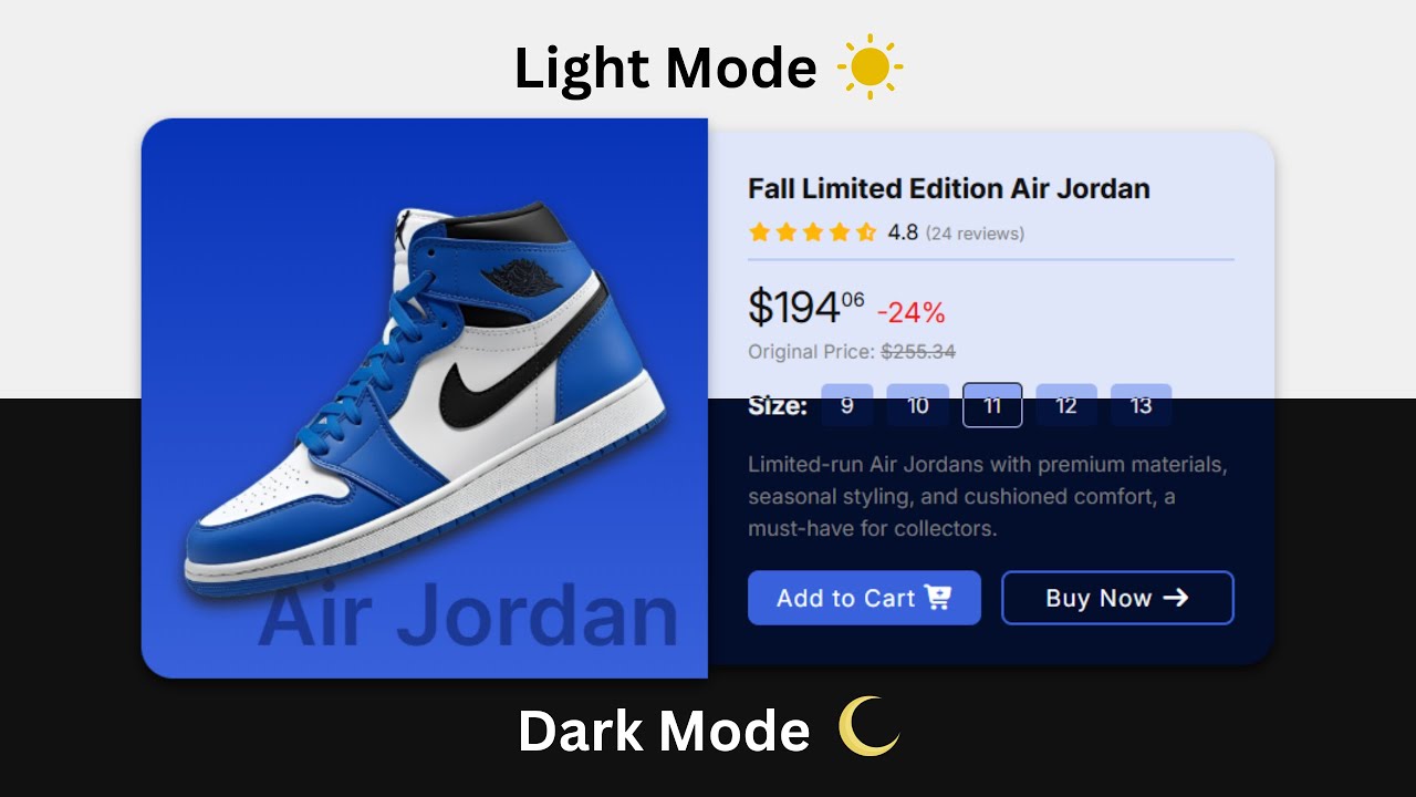 Responsive Product Card in HTML, CSS | Light and Dark Mode