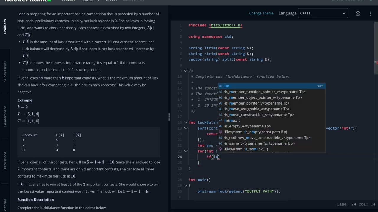 Hackerrank: Luck Balance