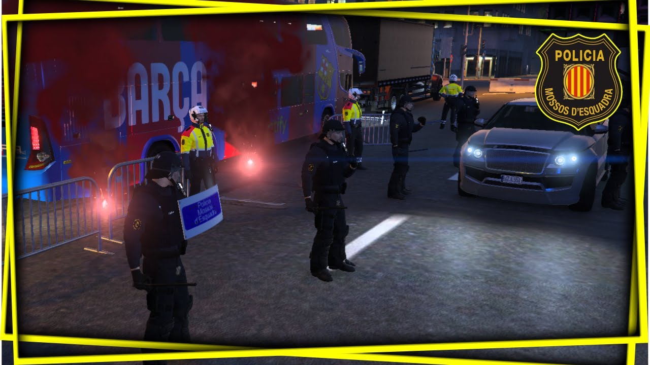 ESCOLTAMOS AL BUS DEL FC BARCELONA  | GTA RP | CATALUÑA PD