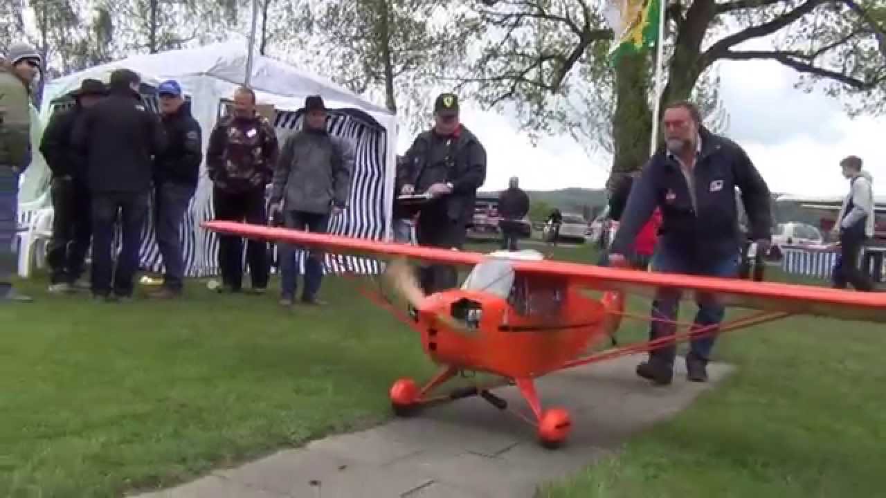 Biggest Rc Orange Piper Cub J3 with gas motor -3.80meters Wingspan and a great Scale Flight