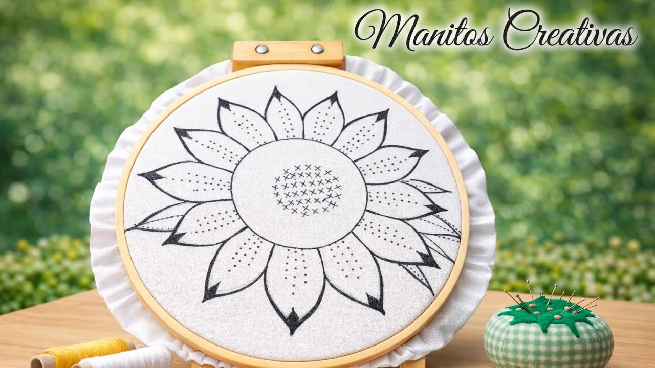 🌼🌸✨️COMO BORDAR UN MAGNÍFICO GIRASOL CENTRO & PETALOS BELLÍSIMO ✨️🌸🌼