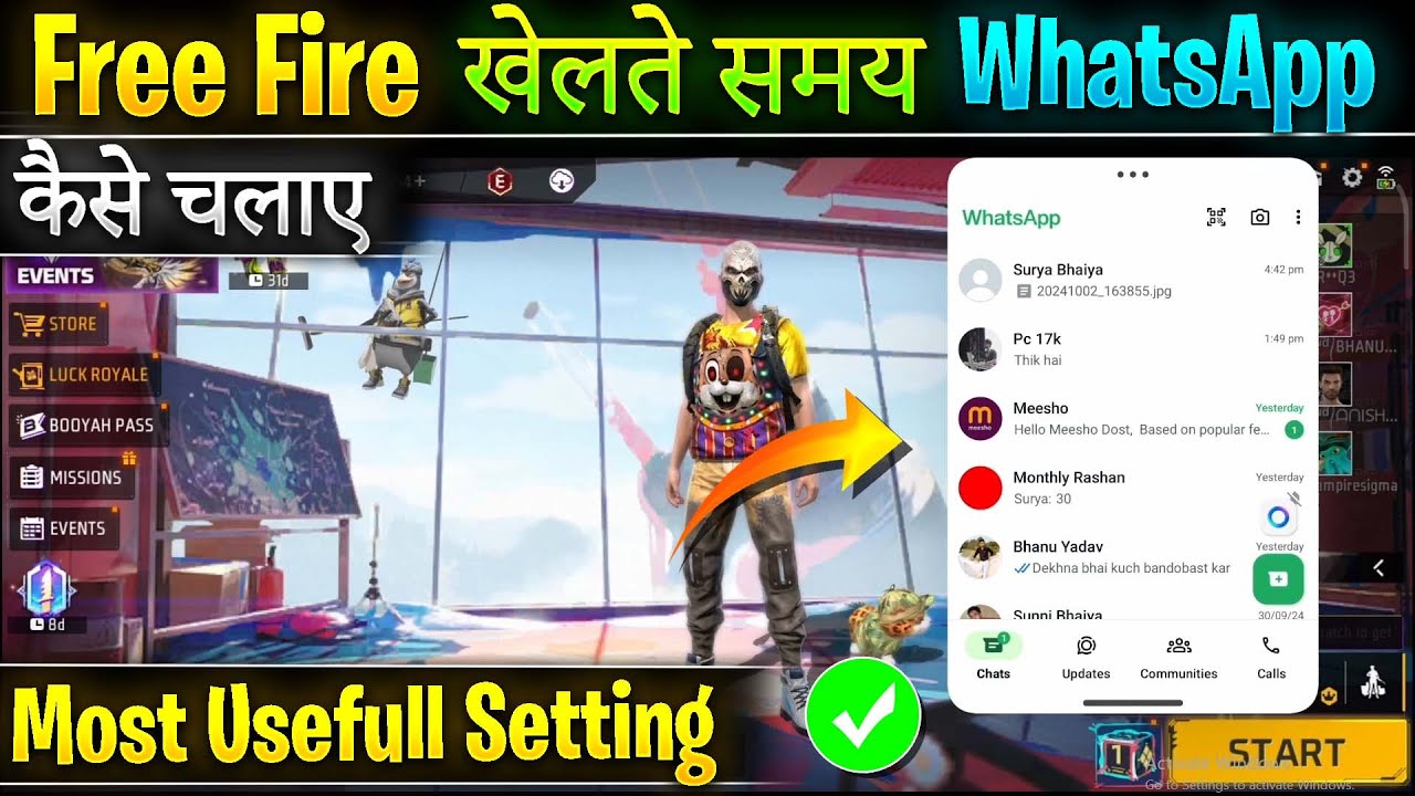 How to use WhatsApp while playing Free Fire | How to use WhatsApp while playing Free Fire
