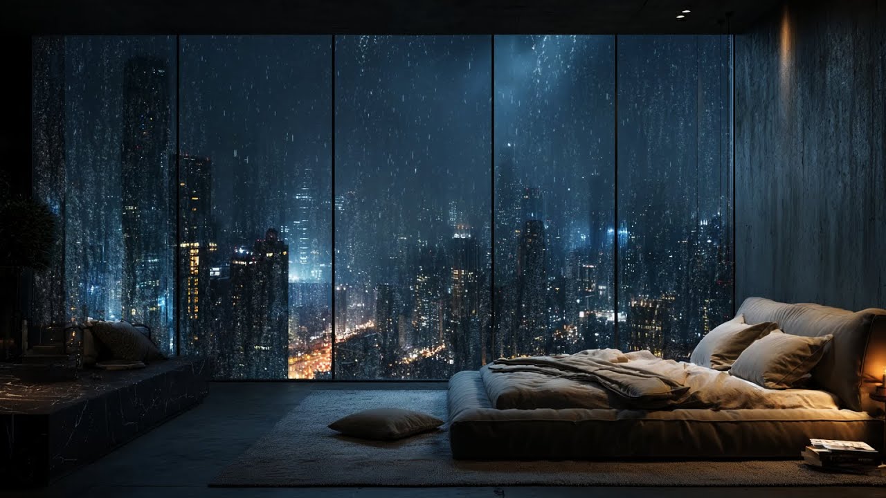Rainy Urban Ambience 🌧️ Cozy Bedroom Sounds for Deep Sleep