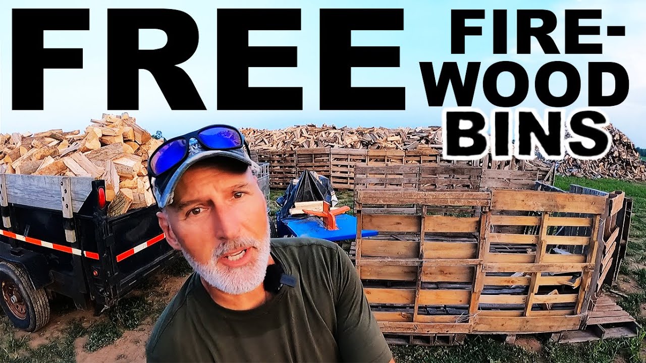 Big FIREWOOD DRYING BINS made with pallets... for FREE!