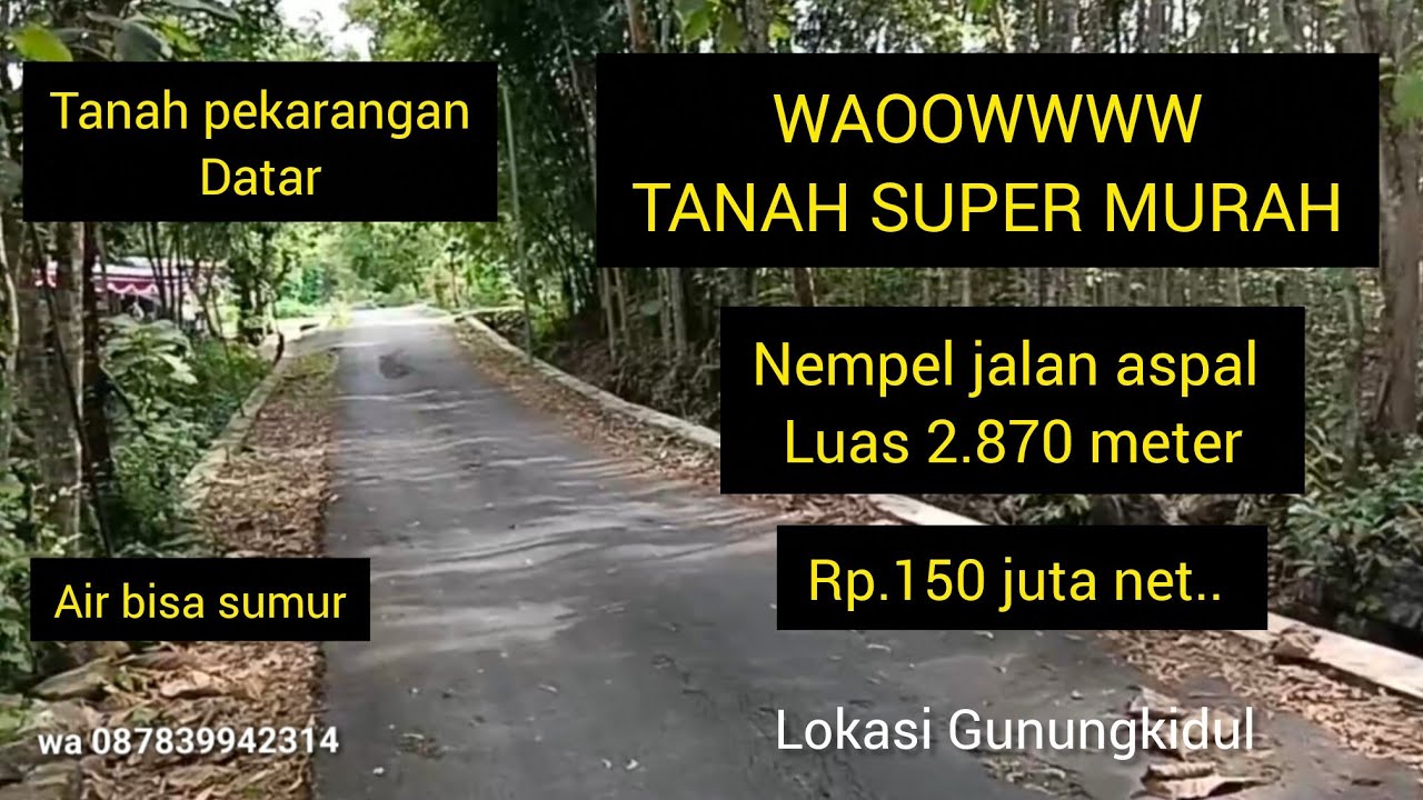 TANAH PEKARANGAN SUPER MURAH NEMPEL JALAN ASPALLUAS 2.870 METER 150 JUTA
