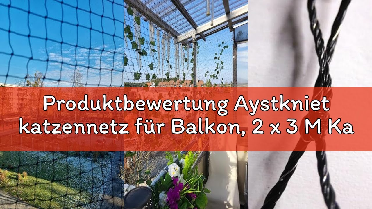 Produktbewertung Aystkniet katzennetz für Balkon, 2 x 3 M Katzennetz Drahtverstärkt mit Befestigungs