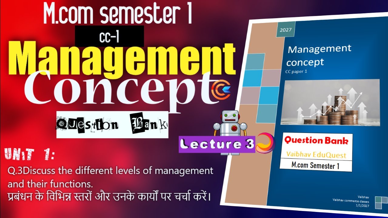 🔥cc-1 Management Concept vvi Question no.3. LNMU M.com semester 1. Question bank. Lecture 3.