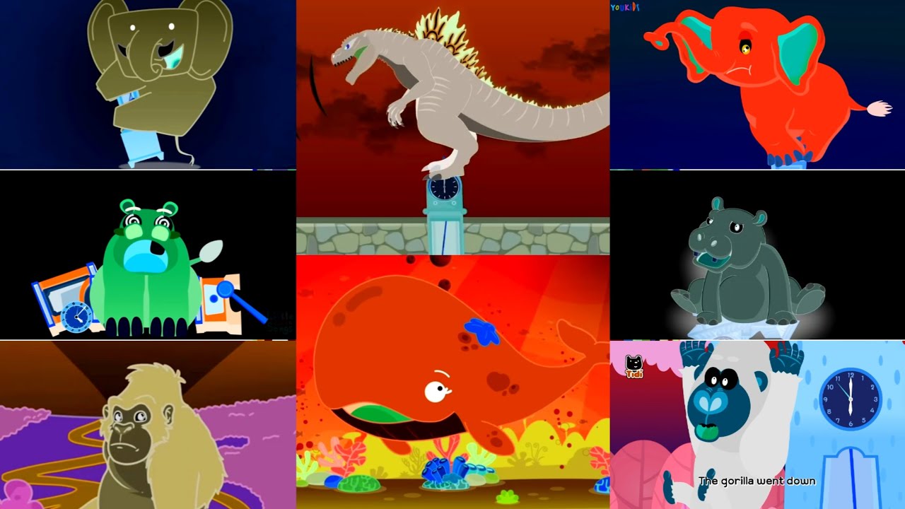 HICKORY DICKORY DOCK || GODZILLA VS GIANT WHALE || 8 BEST CLOCK CRASHER PARTY || COLOR INVERSION FX