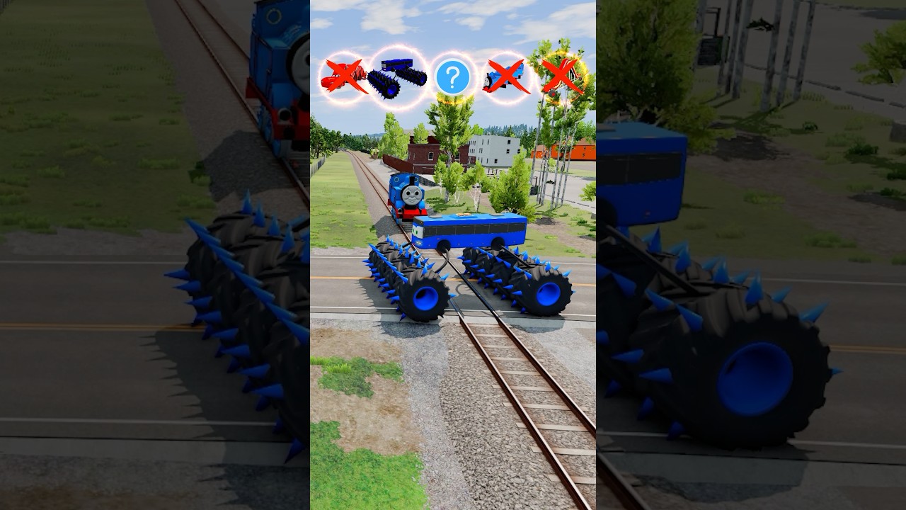 Short & long, Big & Small Bus VS Angry Train: Lightning Strikes Back! - BeamNG.drive