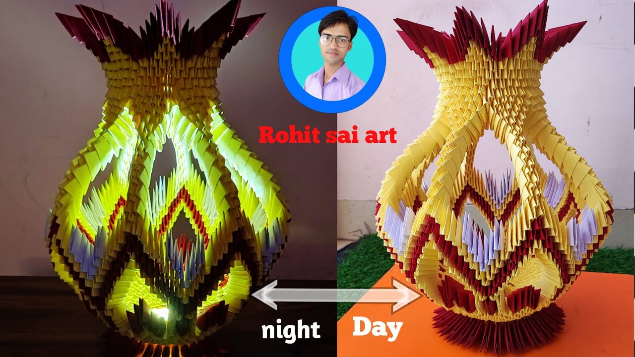 कलर पेपर से बनाएं शानदार गुलदस्ता | How to make 3D origami flower pot || origami craft #Rohitsaiart