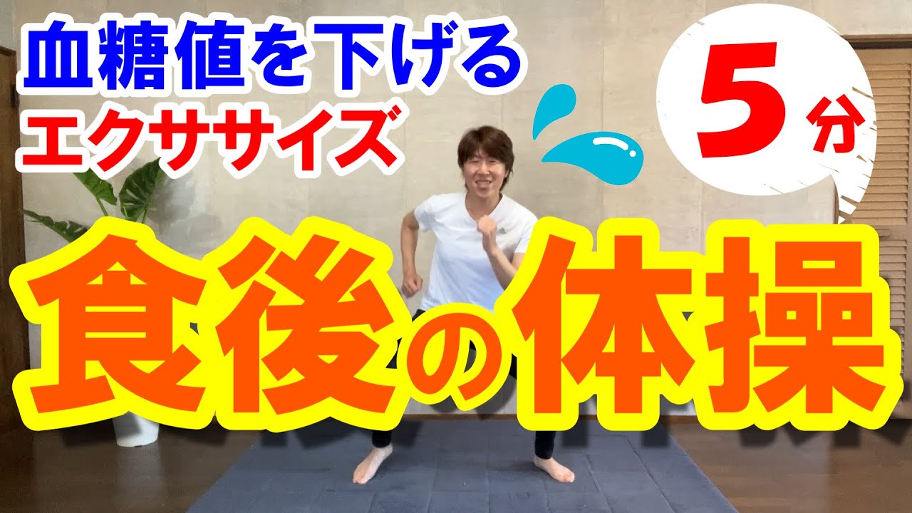 【食後の体操】血糖値を下げるエクササイズ５分！かんたん有酸素＋筋トレ！シンプルなダイエット体操♪