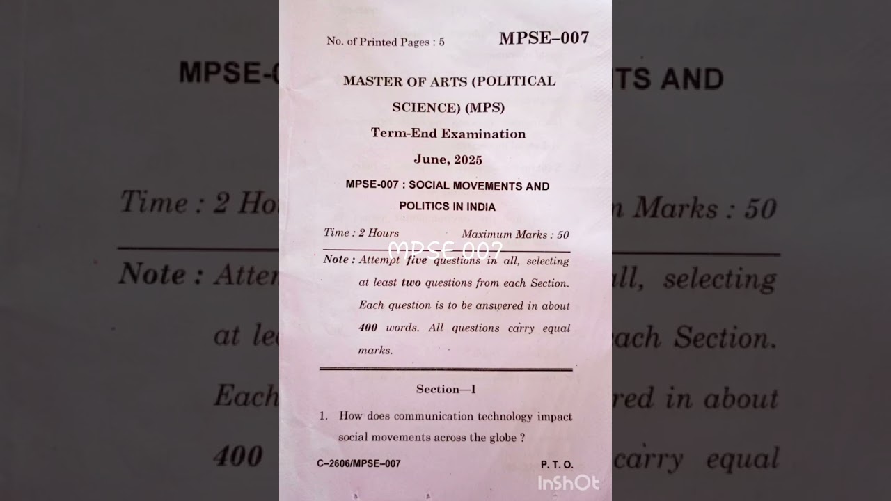 IGNOU MPSE 007  question paper june 2025