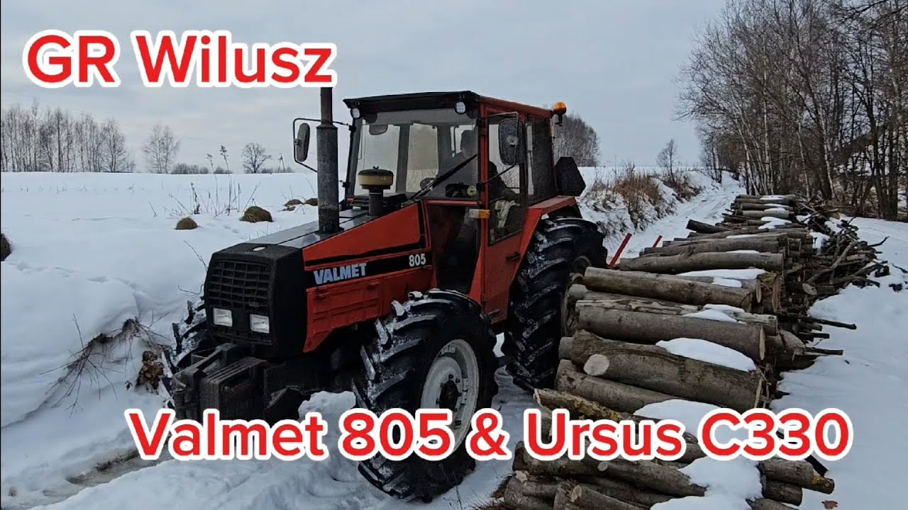 Valmet 805 & Ursus C330, zimowe prace przy drzewie. GR Wilusz winter forestry work. 