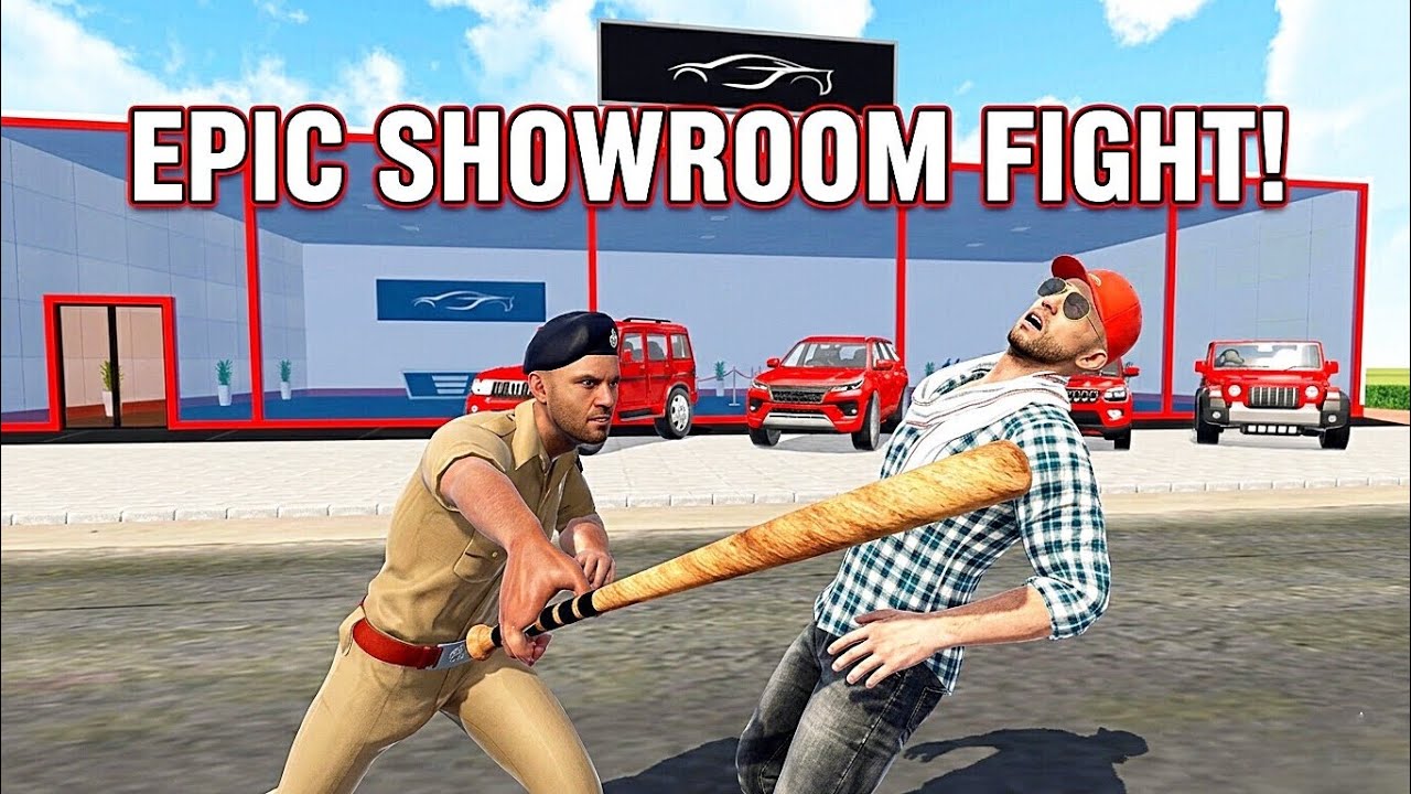 Indian Police Battle Civilian: Epic Showroom Brawl with a Baseball Bat! 💥