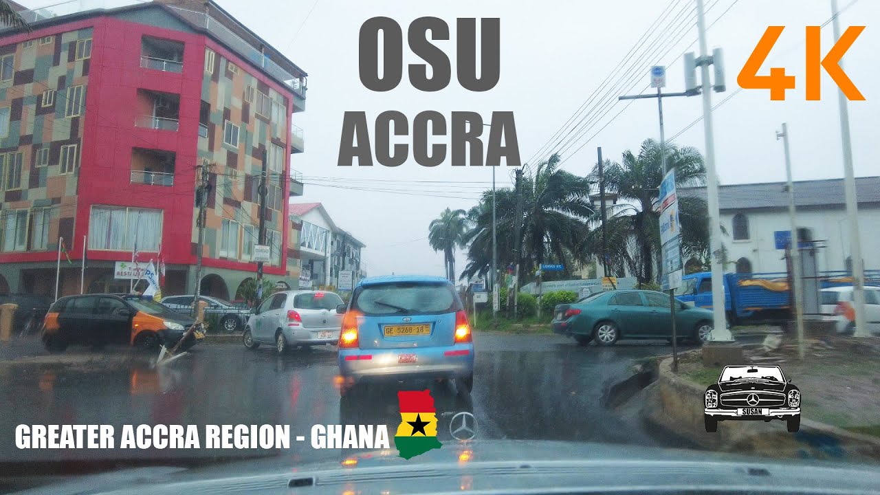 Osu Rain Drive Tour Korle Klottey Accra Ghana 4K