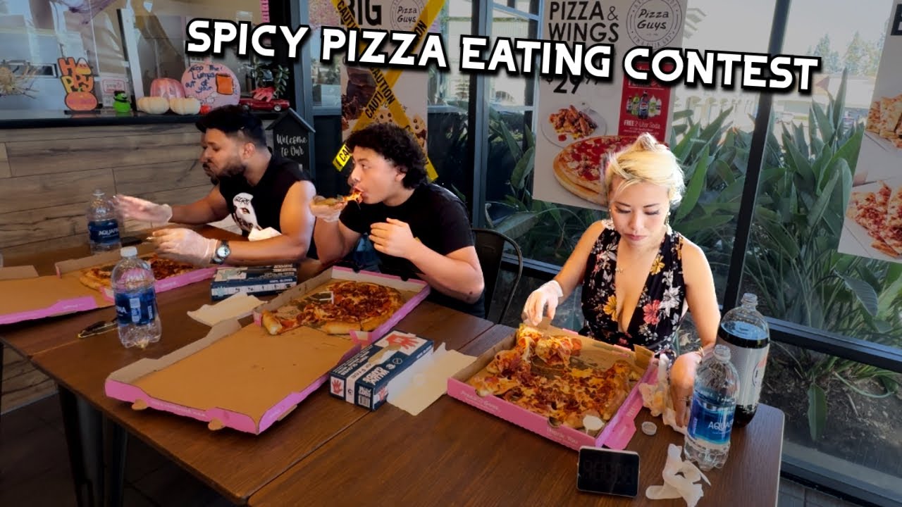 SPICY PIZZA EATING CONTEST AT PIZZA GUYS IN RANCHO CUCOMONGA, CA!! #RAINAISCRAZY