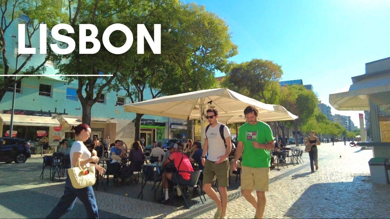 Hot Sunny Afternoon Walk in Lisbon PORTUGAL 🇵🇹 Saldanha - Lisbon Business District