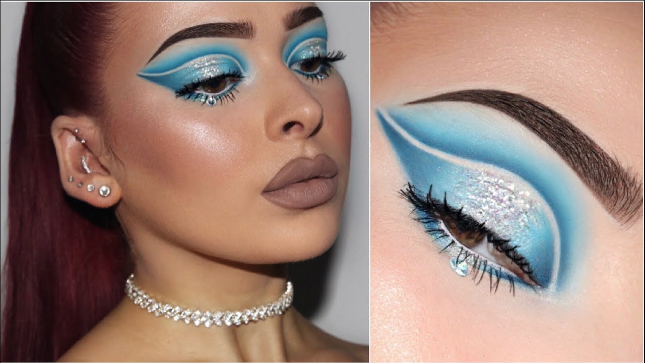 Blue Double Cut Crease Makeup Tutorial | White Christmas