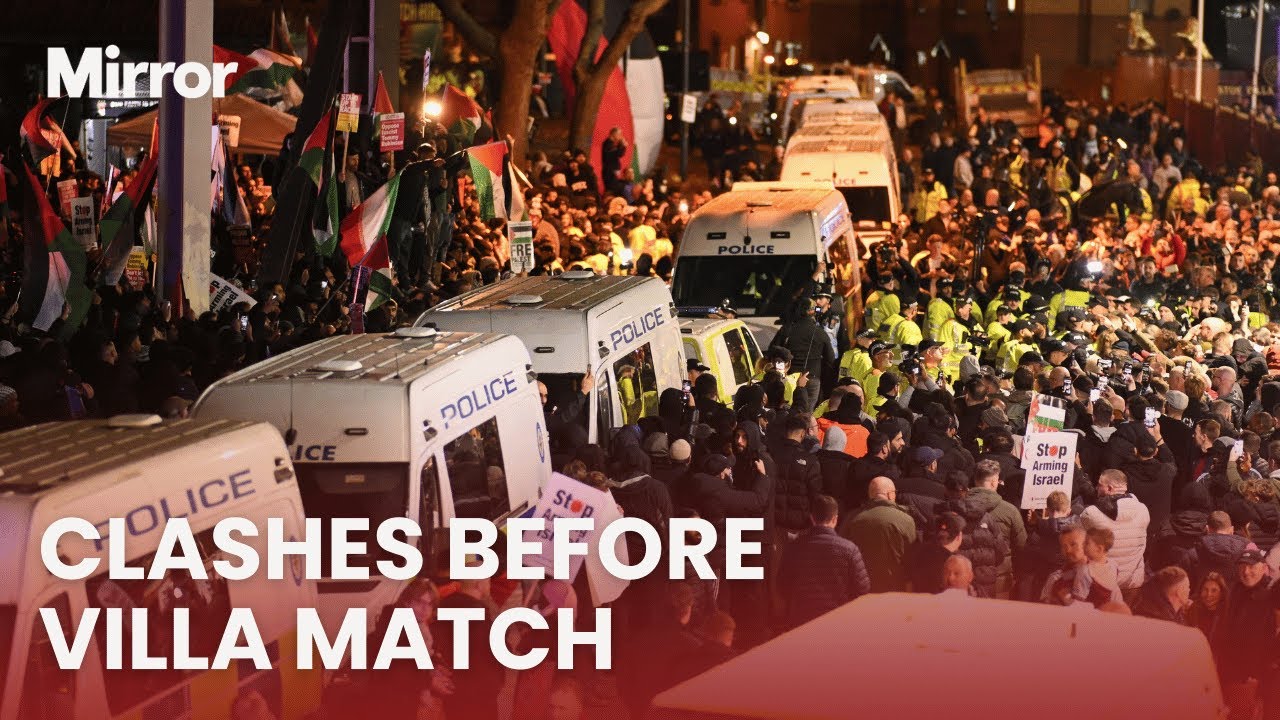 CHAOS before Aston Villa vs Maccabi Tel Aviv football match