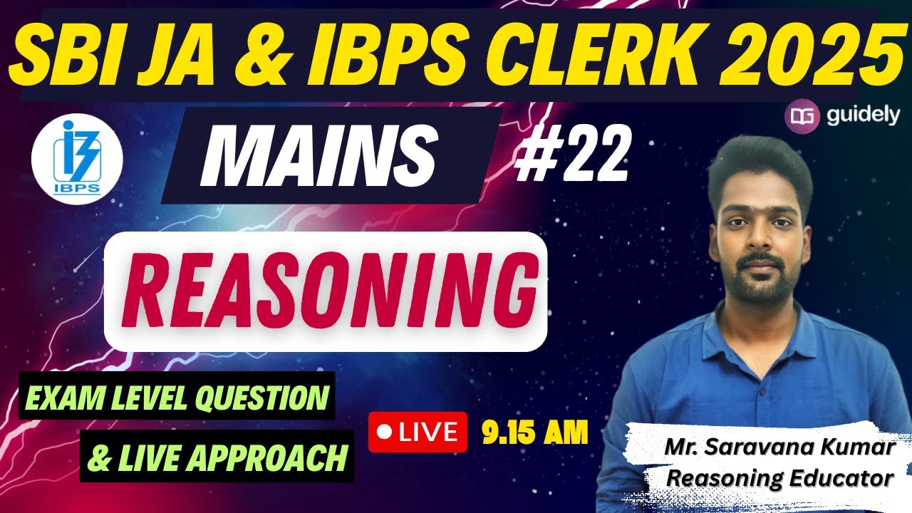 💥REASONING for SBI JA & IBPS CLERK MAINS 2025 - Day 22 | MAINS LEVEL QUESTIONS | Mr. SK #sbiclerk