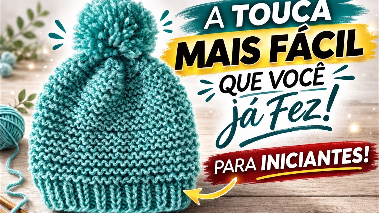 TOUCA DE TRICÔ PARA BEBÊ RN, A TOUCA MAIS FÁCIL QUE VOCÊ JÁ FEZ! PARA INICIANTES!