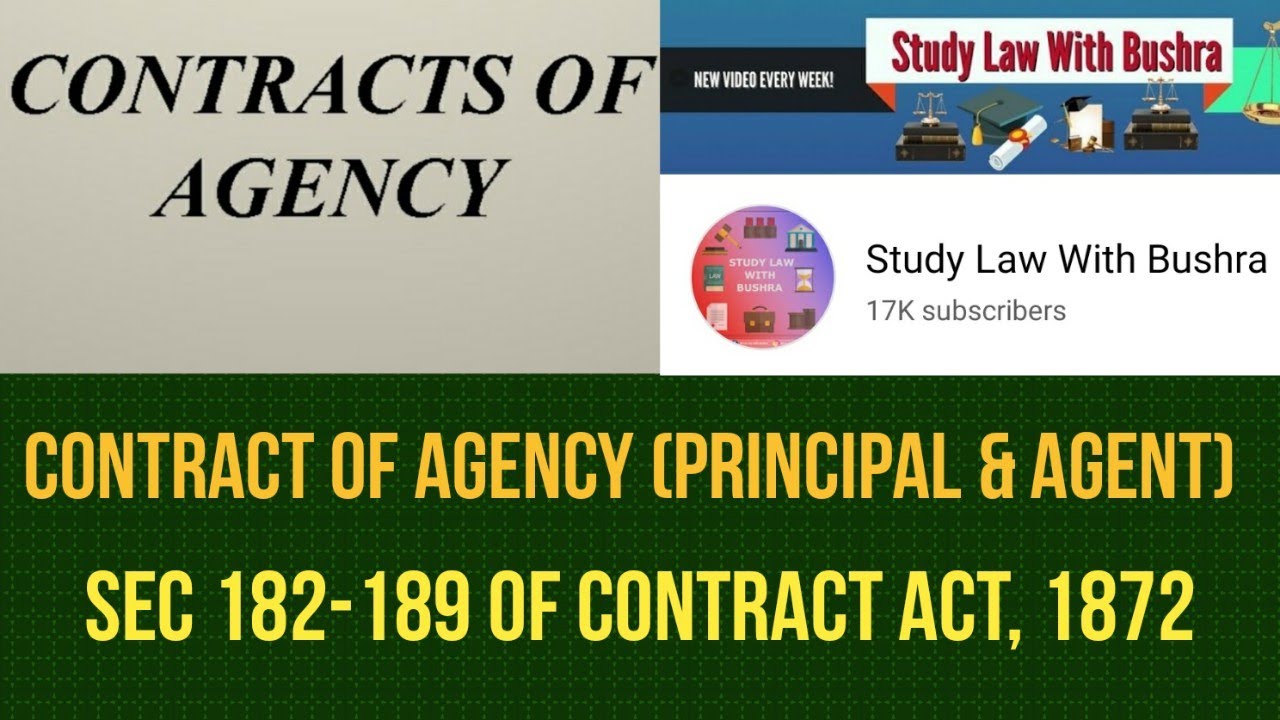 Contract of Agency I Sec 182-189 of Contract Act, 1872