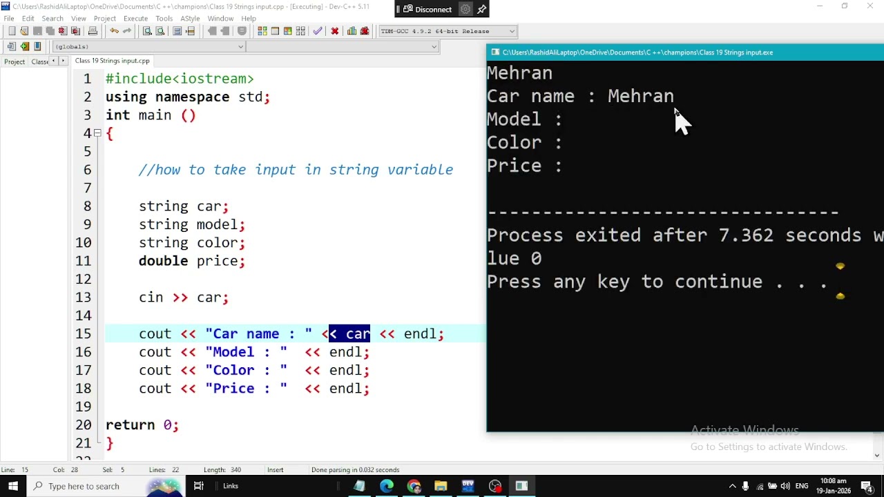C++ String Input Class 02