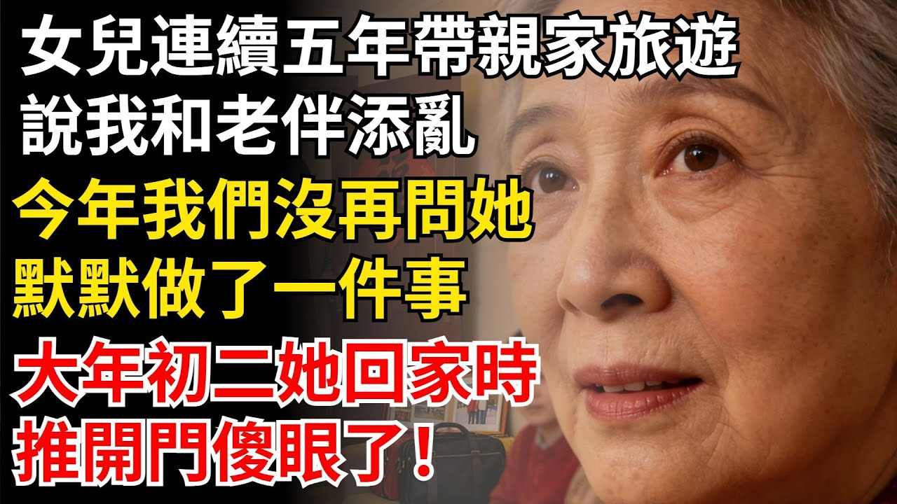 女兒連續五年帶親家新加坡旅遊，卻說我和老伴「別添亂」，今年我們沒再問她，默默做了壹件事，等大年初二女兒女婿回家時，推開門傻眼了！#家庭 #老年 #婚姻 #情感 #家庭矛盾 #晚年生活