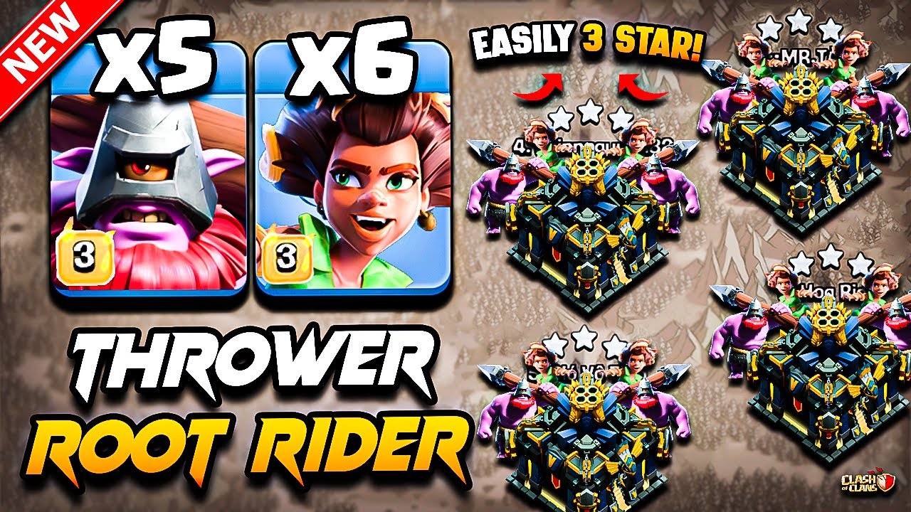 TH17 Attack Strategy With (ROOT RIDER + THROWER) Town Hall 17 | TH17 ROOT RIDER Attack With THROWER