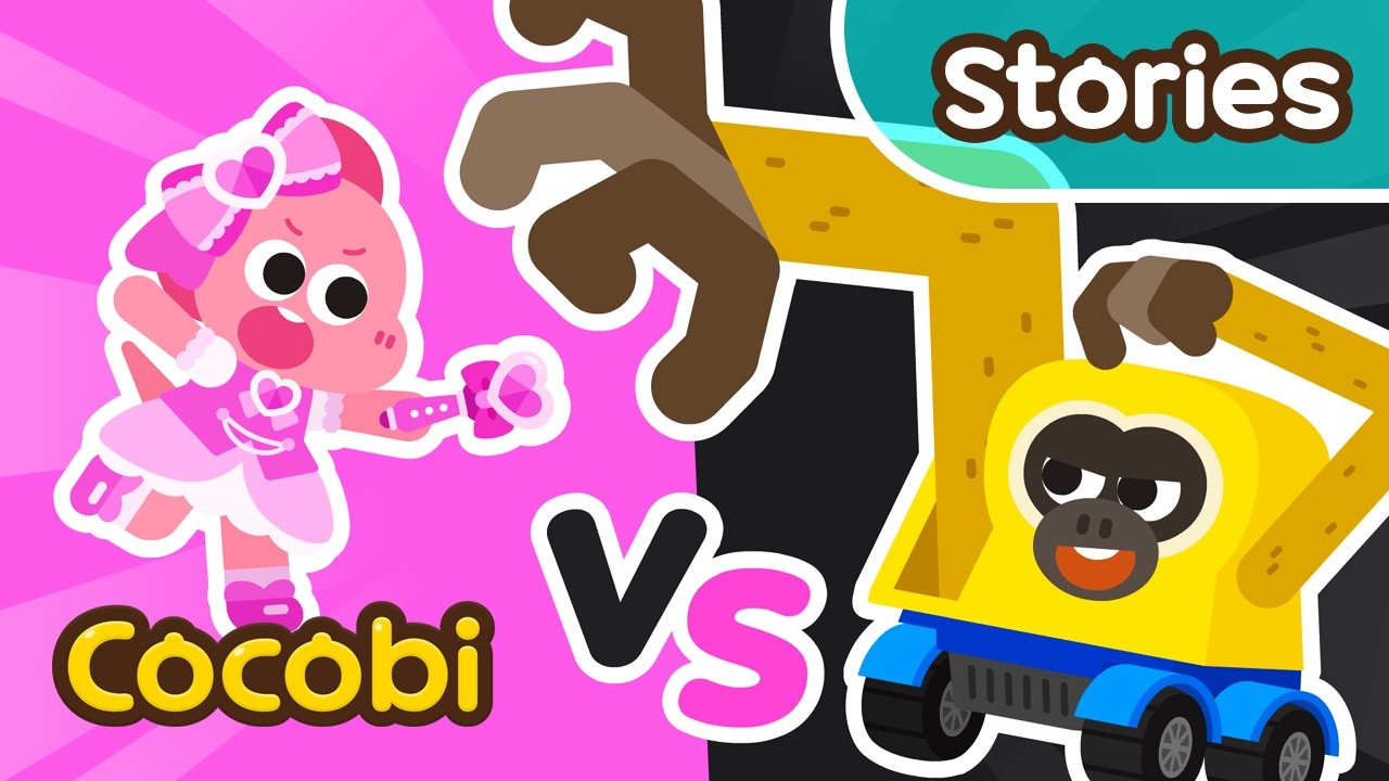 Heroína Rosa em ação! A Escavadeira Macaco apareceu!🐒🚜 | Rosa vs Preto Cocobi💗 Episódio 5