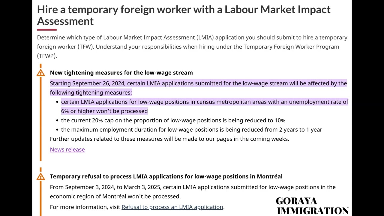 Low wage LMIA restriction coming in September 2024 