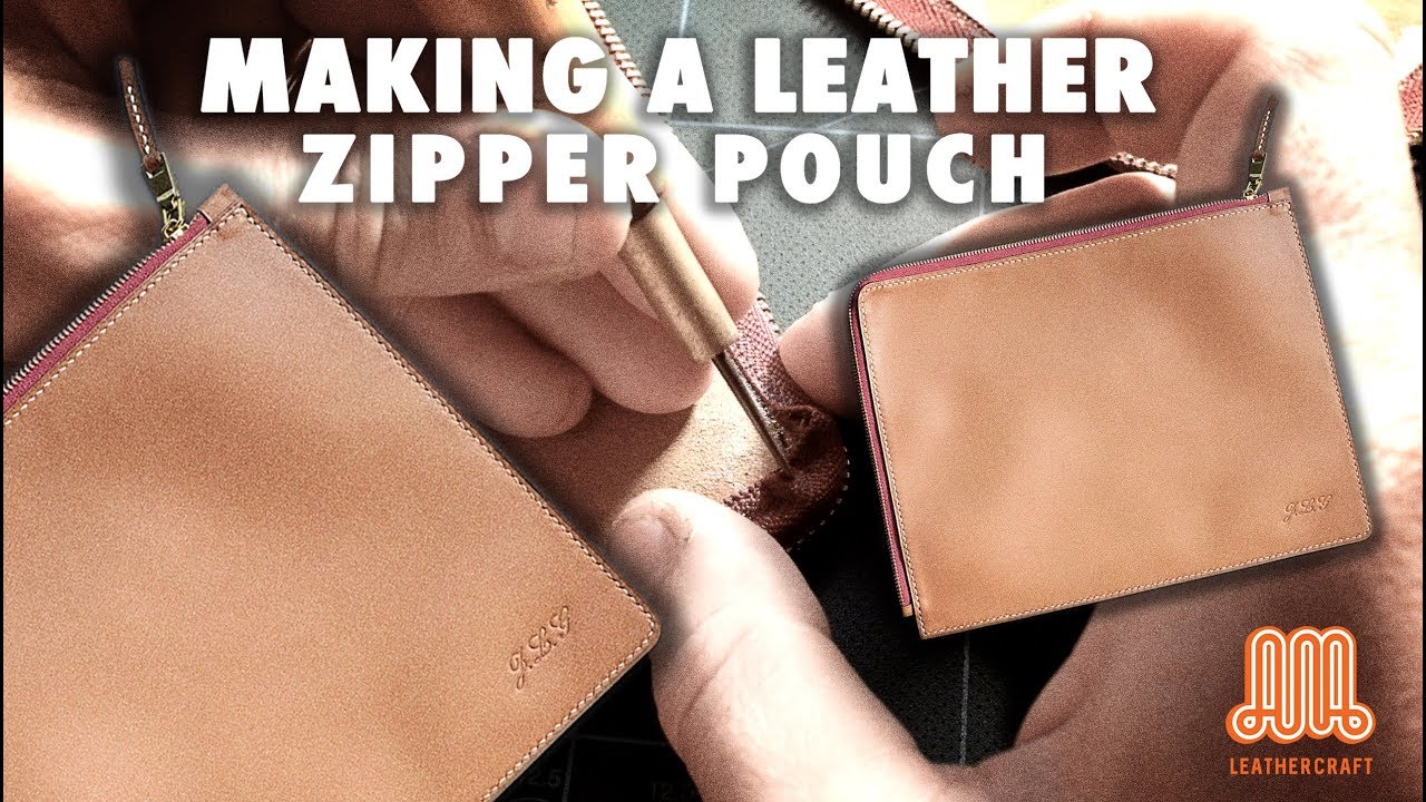Making a leather zipper pouch / leather craft tutorial