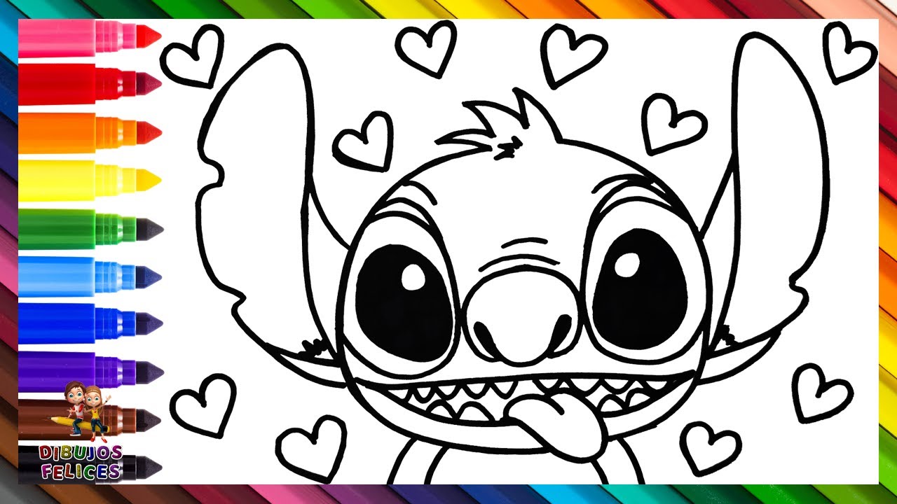 Dibuja y Colorea A STITCH 👾❤️🧡💛💚💙💜 Dibujos Para Ni&ntilde;os